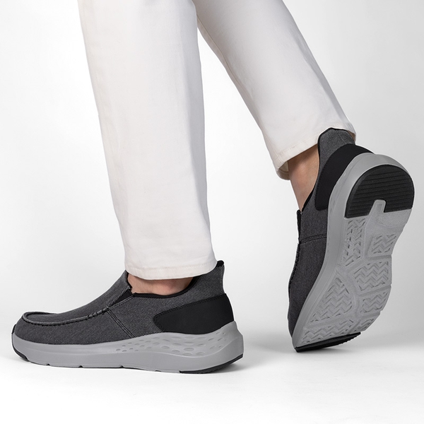 Men's Slip-On Canvas Walking Loafers - DARK GREY - 7